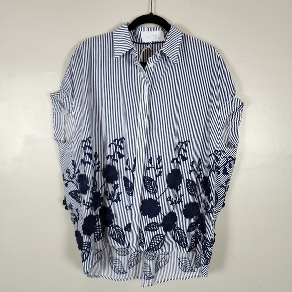 Pearl Lela Rose stripe floral blouse, size S, nwot - Picture 1 of 7